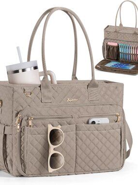 Teacher Bags for Women, 15.6 inch Laptop Work Tote Bag Quilted Nurse Bible Compu